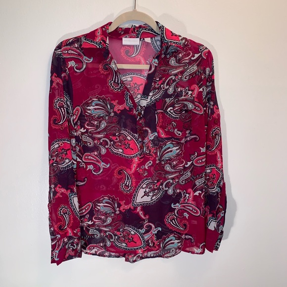 New York & Company- Sheer Paisley Top - Picture 3 of 5